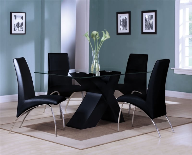 Pervis 5 Piece Dining Room Set in Black Finish by Acme - 71110