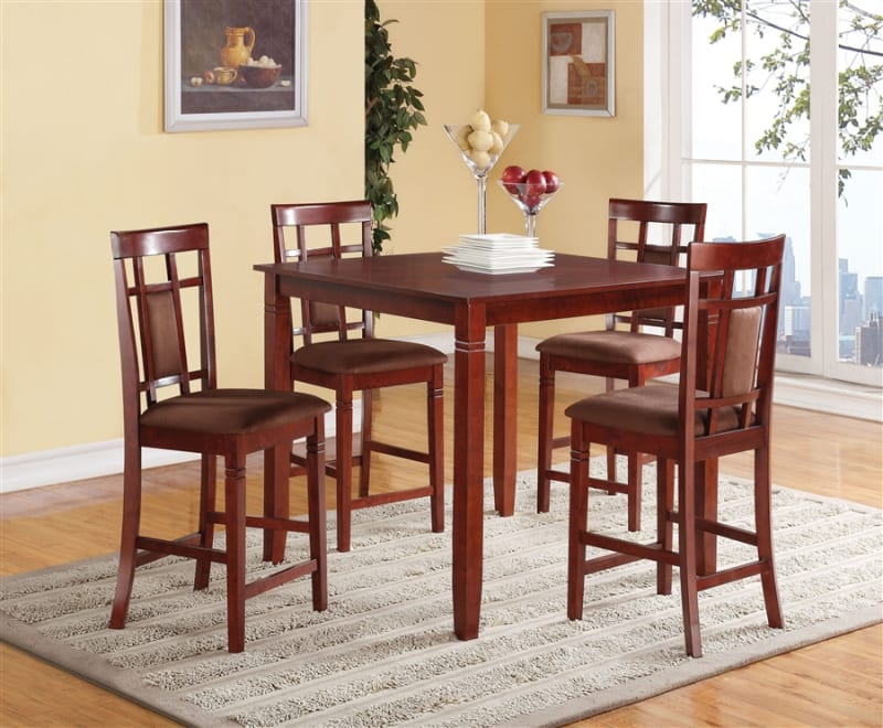 Sonata 5 Piece Counter Height Dining Set in Cherry Finish by Acme - 71200