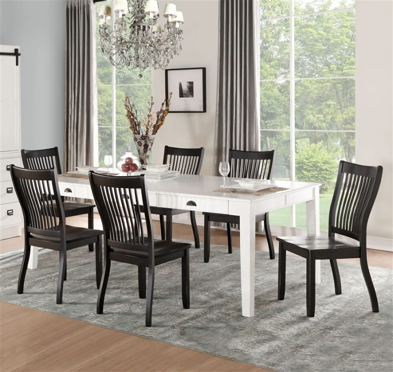 Renske 7 Piece Dining Room Set in Antique White Finish by Acme - 71850