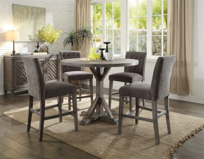 Carmelina 5 Piece Round Table Counter Height Dining Set in