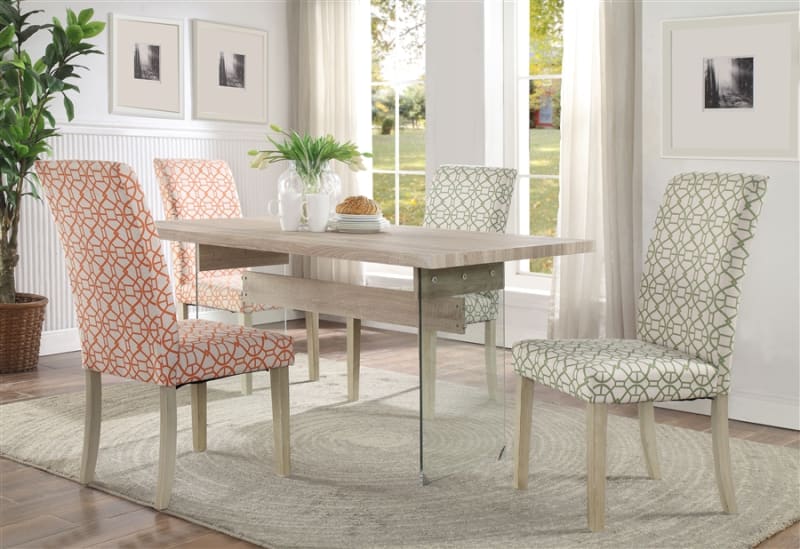 Glassden 5 Piece Dining Room Set with Green Chairs by Acme - 71905-71908