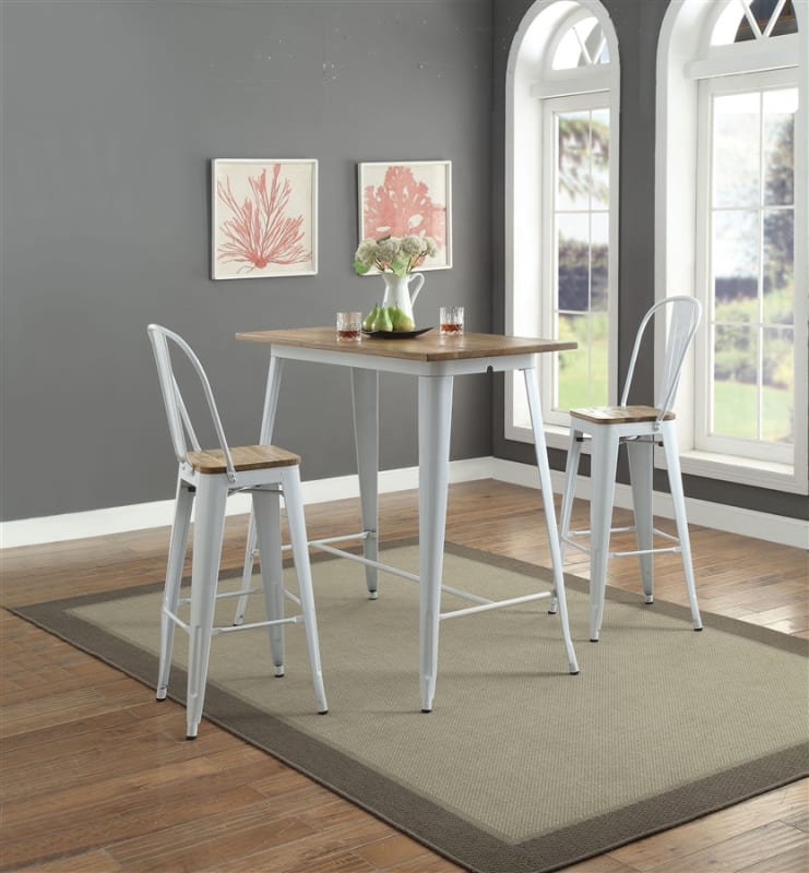 3 Piece Jakia II Bar Table Set with Bar Armless Chair by Acme - 72375-72377