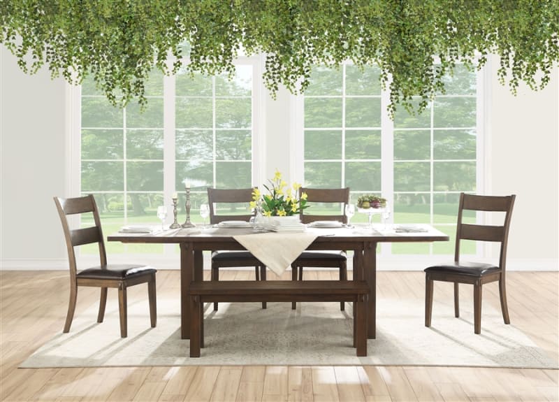 Nabirye 7 Piece Dining Room Set in Dark Oak Finish by Acme - 73160