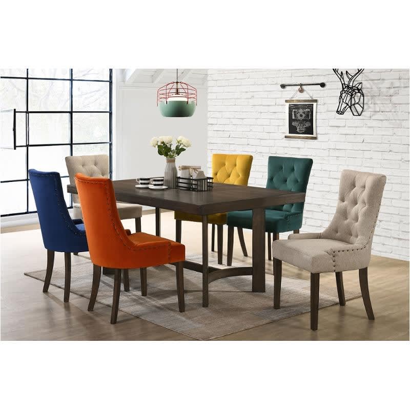 Farren 7 Piece Dining Room Set in Fabric and Weathered Oak Finish by Acme - 77170