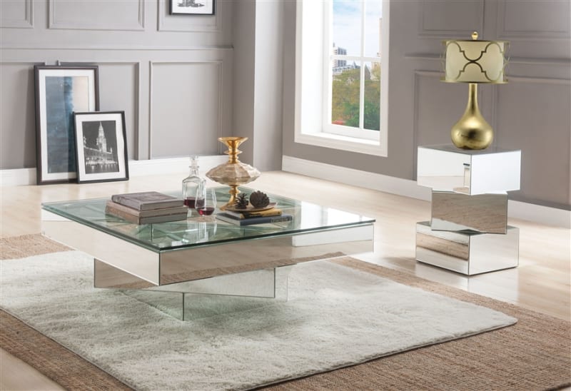 Meria 3 Piece Occasional Table Set in Mirrored Finish by Acme - 80270-S