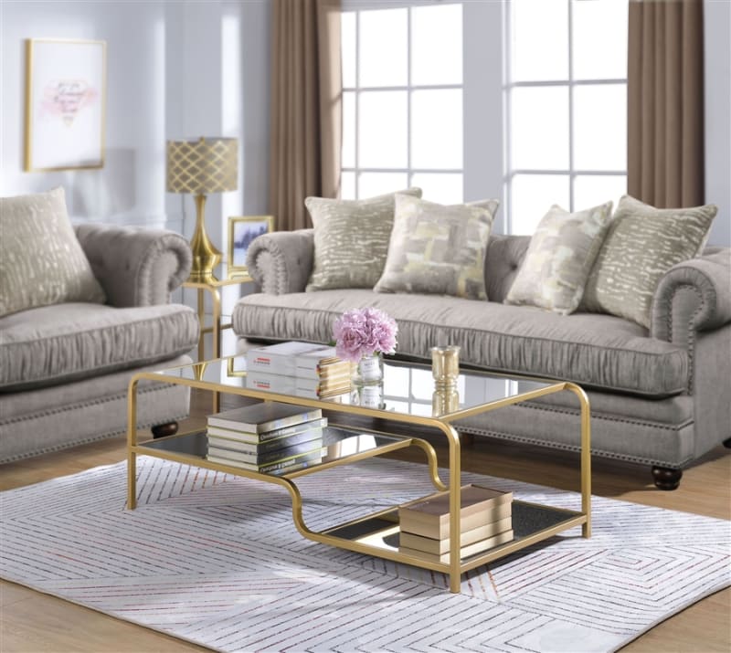 Astrid 3 Piece Occasional Table Set in Gold & Mirror Finish by Acme - 81090-S