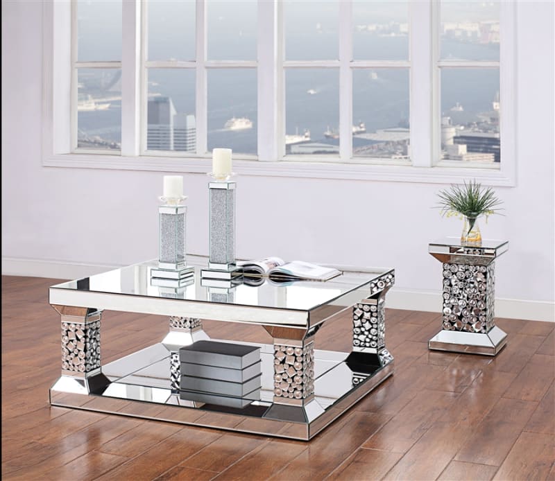 Kachina 3 Piece Occasional Table Set in Mirrored & Faux Gems Finish by Acme - 81425-S