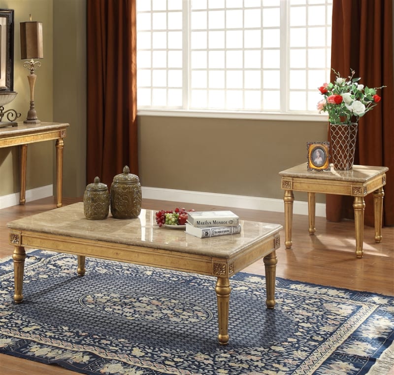 Daesha 3 Piece Occasional Table Set in Antique Gold Finish by Acme - 81715-S