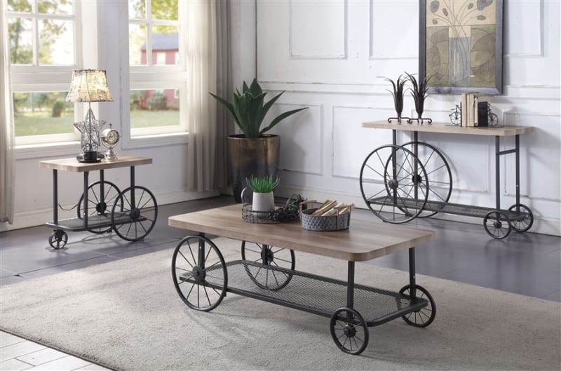 Francie 3 Piece Occasional Table Set in Oak & Antique Gray Finish by Acme - 82860-S
