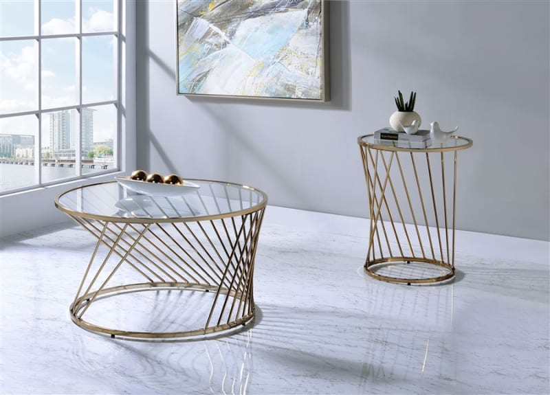 Bluelipe 3 Piece Occasional Table Set in Champagne Finish by Acme - 82990-S