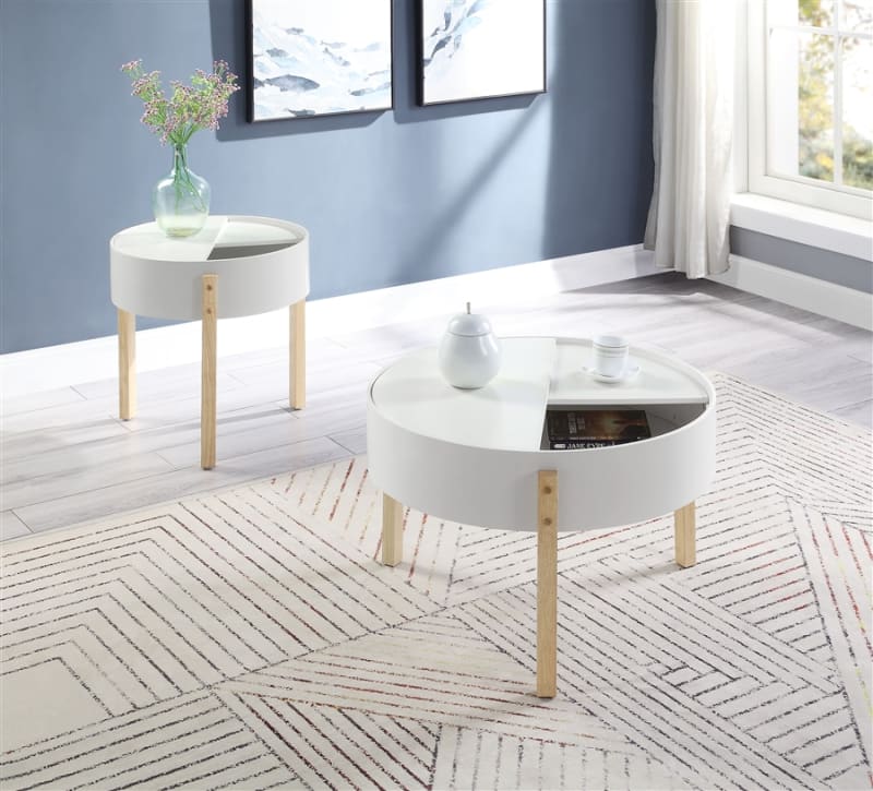 Botfish 3 Piece Occasional Table Set in White & Natural Finish by Acme - 83215-S