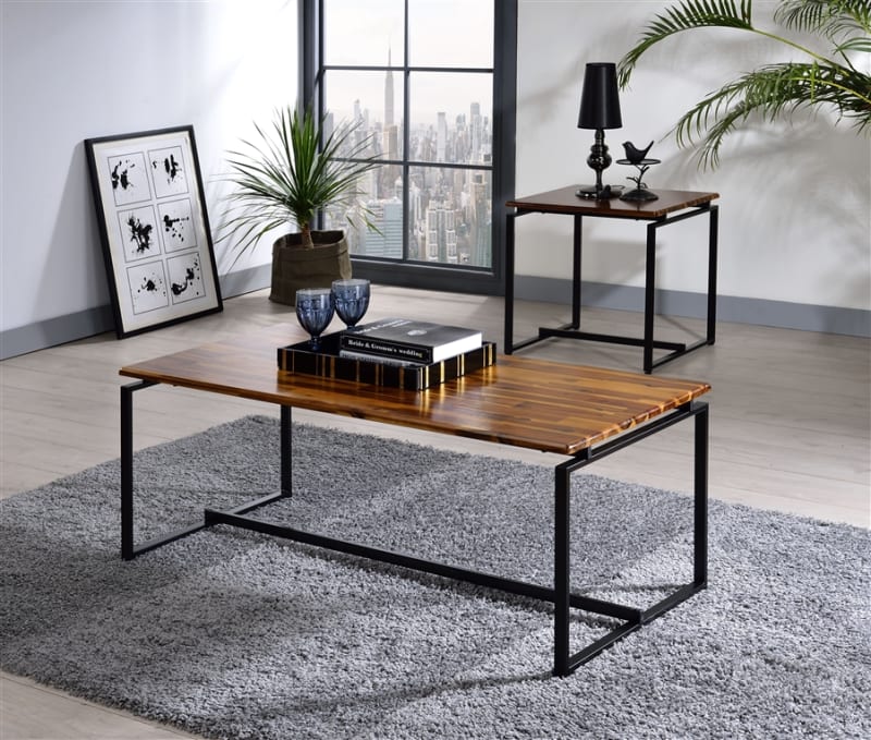 Jurgen 3 Piece Occasional Table Set in Oak & Black Finish by Acme - 83240-S