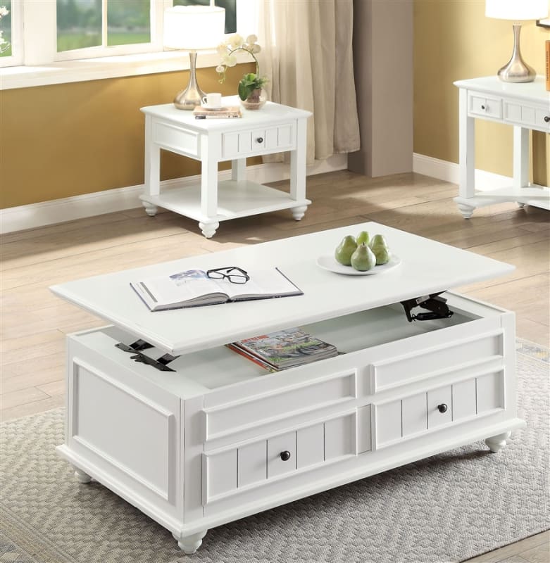 Natesa 3 Piece Occasional Table Set in White Washed Finish by Acme