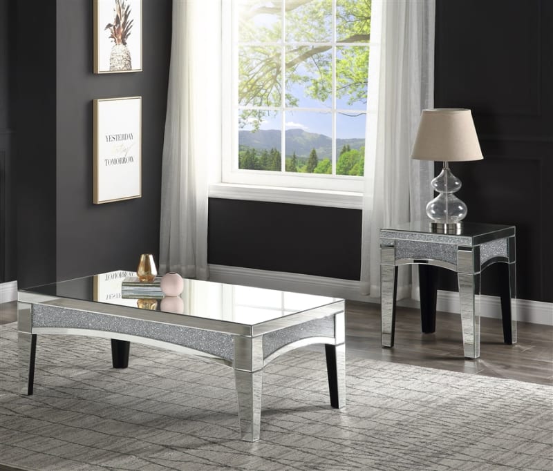 Nowles 3 Piece Occasional Table Set in Mirrored & Faux Stones Finish by Acme - 84675-S