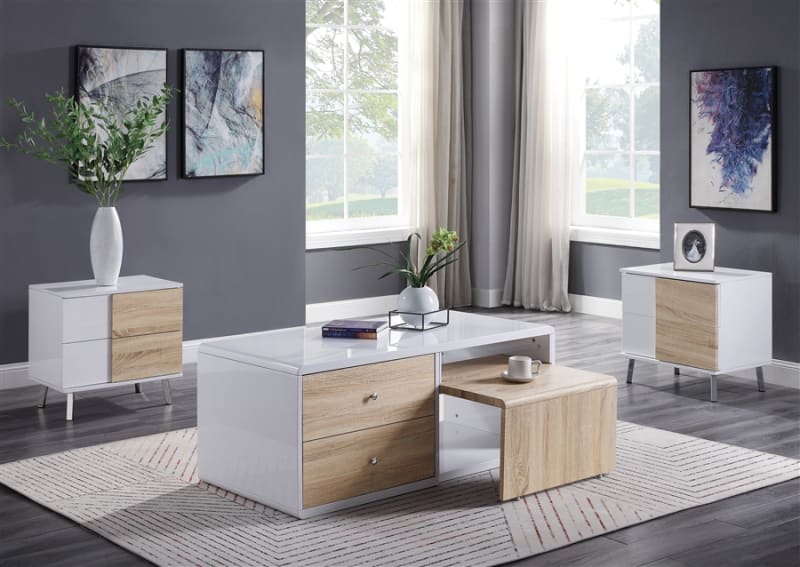 Verux 3 Piece Occasional Table Set in White High Gloss Finish by Acme - 84930-S