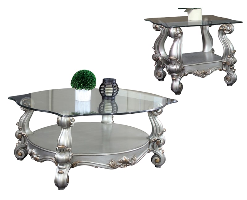 Versailles 3 Piece Occasional Table Set in Antique Platinum by Acme - 86845-S