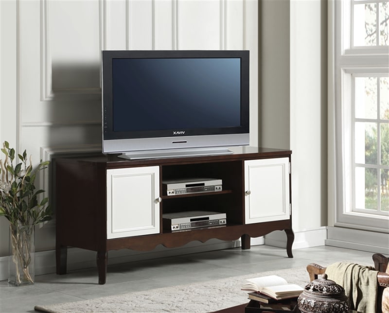 Mathias 61 Inch TV Console in Walnut & White Finish by Acme - 91230