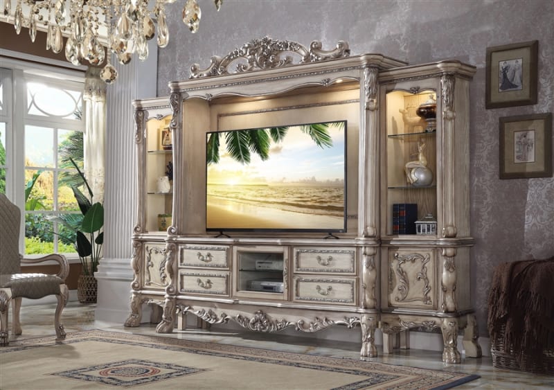 Dresden Entertainment Center in Vintage Bone White Finish by Acme - 91470