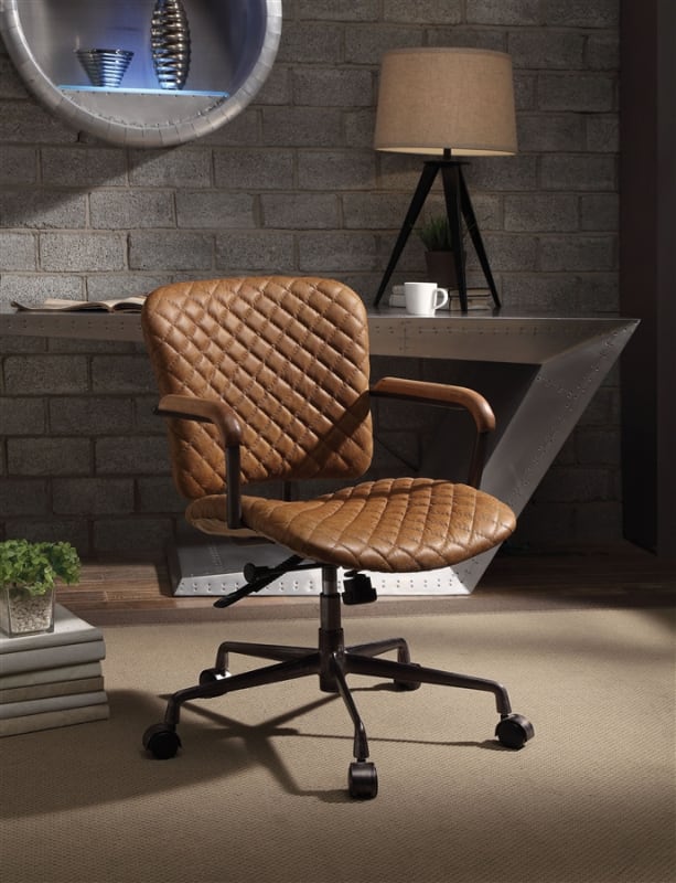 Josi Office Chair in Coffee Top Grain Leather Finish by Acme - 92029