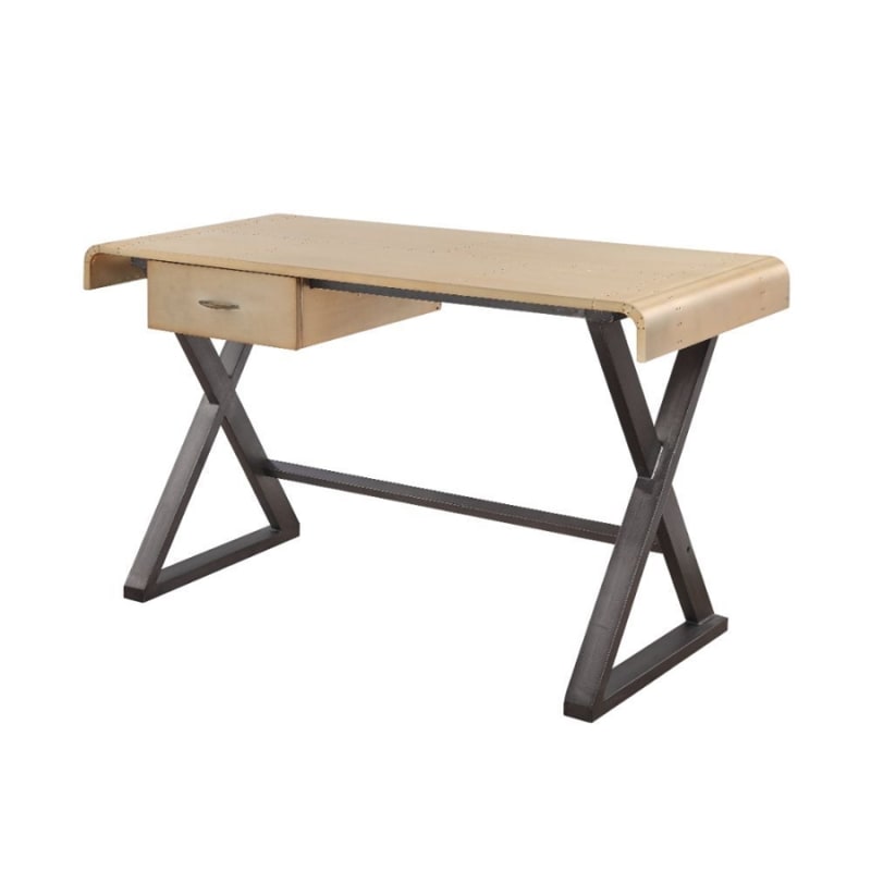Danton Executive Home Office Desk in Gold Aluminum Finish by Acme - 92424
