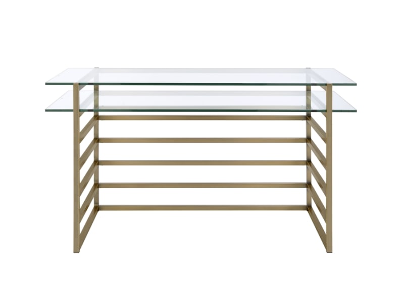 Shona Executive Home Office Desk in Antique Gold & Clear Glass Finish by Acme - 92535