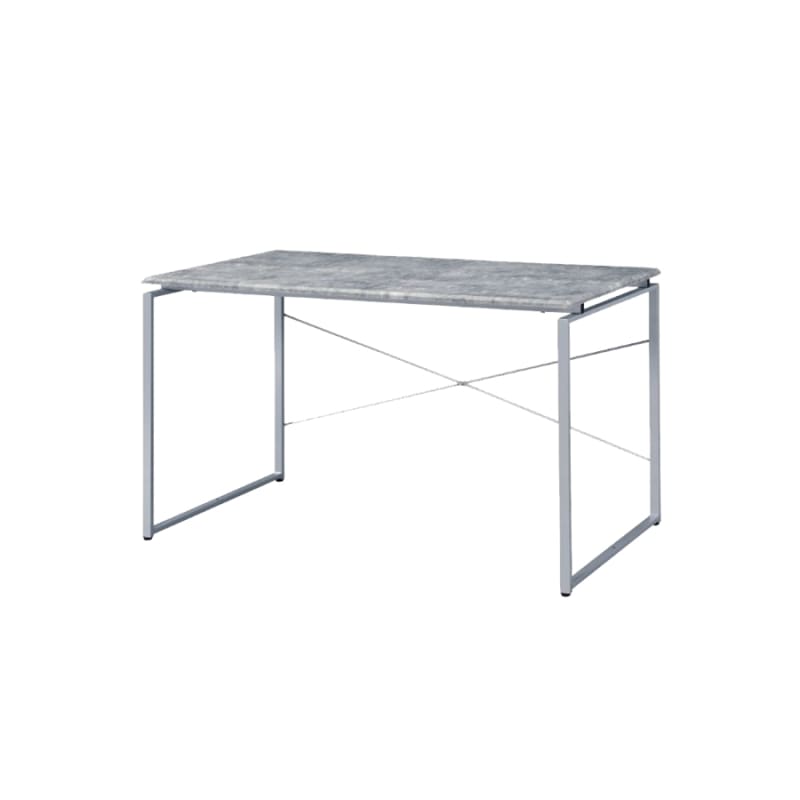 Jurgen Executive Home Office Desk in Faux Concrete & Silver Finish by Acme - 92905