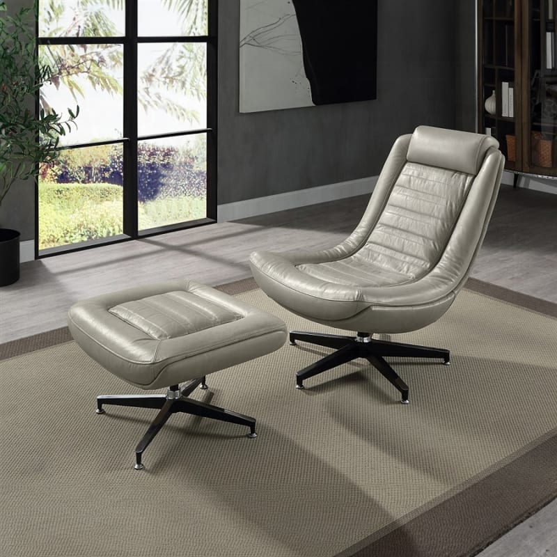 Piran Accent Chair w/Swivel in Twilight Top Grain Leather Finish by Acme - AC02584