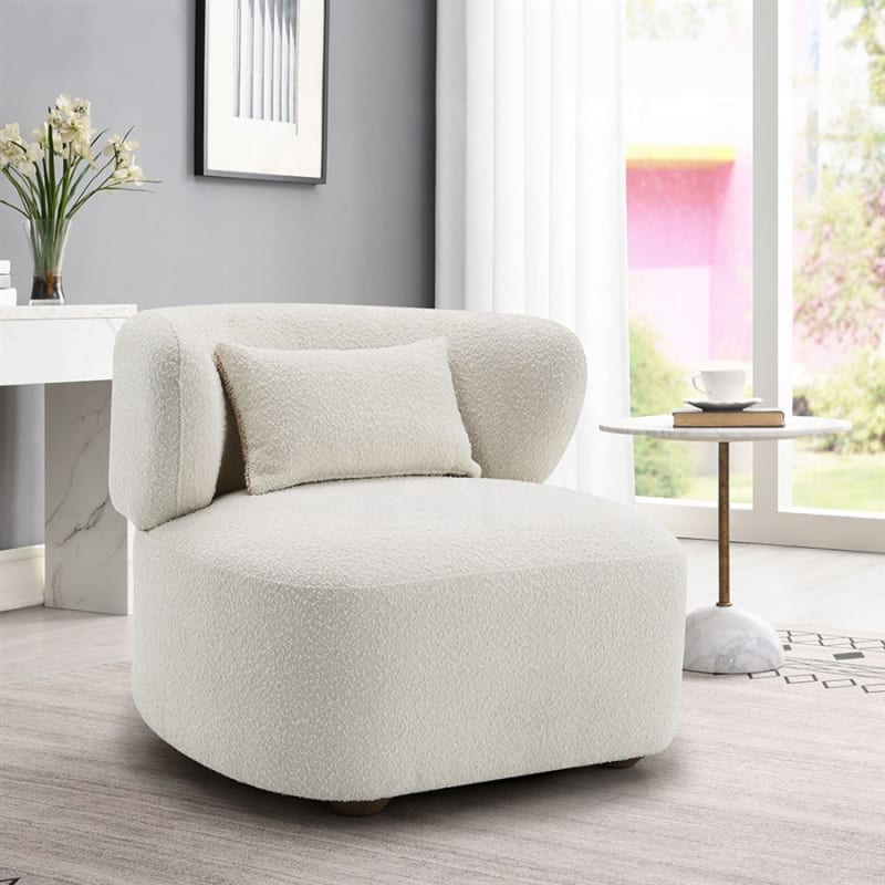 Darius Accent Chair w/Pillow in Beige Boucle Finish by Acme - AC02589
