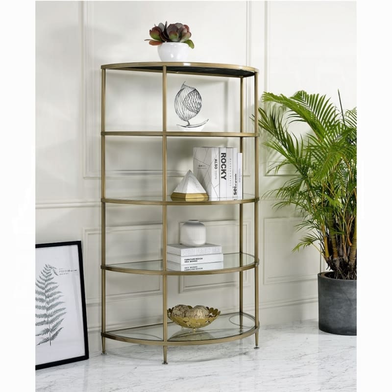 Aditya Rack in Mirrored and Antique Brass Finish by Acme - AC02738