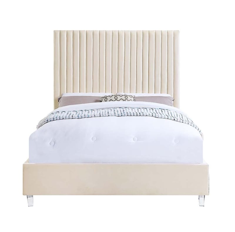 Edzia Bed in Beige Velvet Finish by Acme - BD00963Q