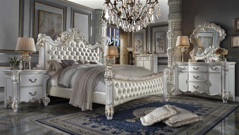 Vendom 6 Piece Bedroom Set in PU & Antique Pearl Finish by Acme - BD01339