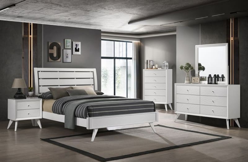 Cerys 6 Piece Bedroom Set in White Finish by Acme - BD01558