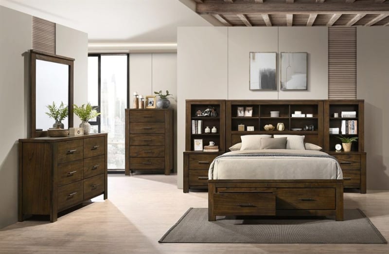Merrliee II 6 Piece Bedroom Set in Oak Finish by Acme - BD02077