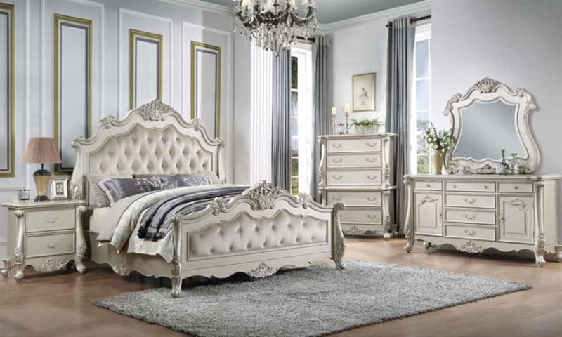 Bently 6 Piece Bedroom Set in Fabric & Champagne Finish by Acme - BD02289