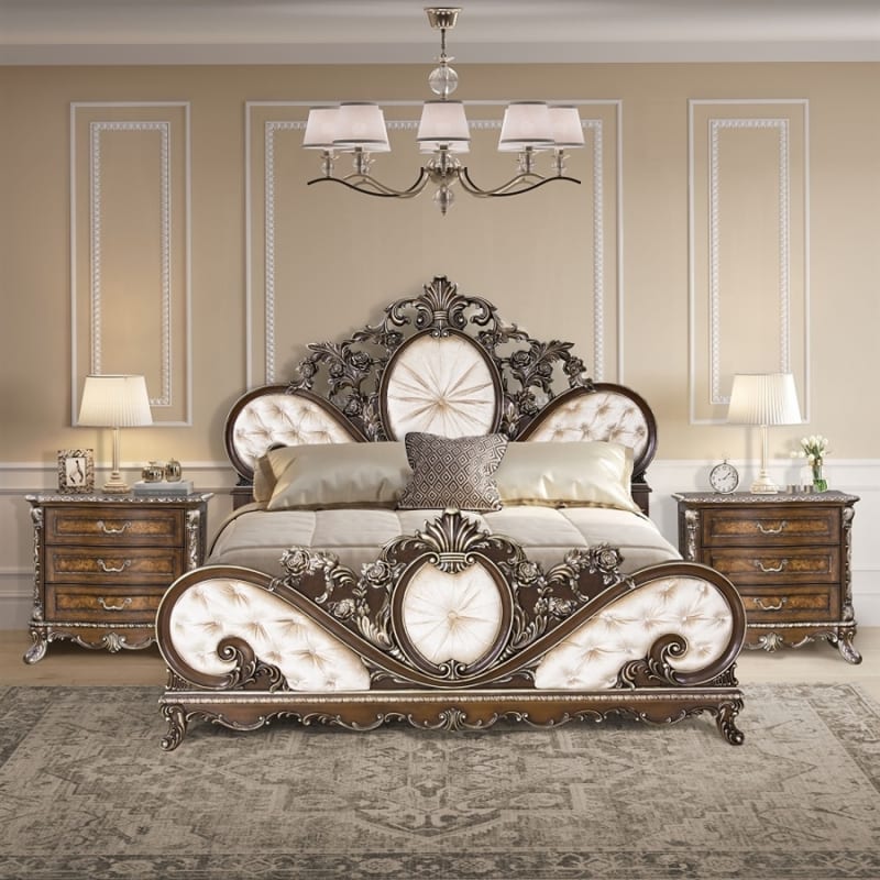 Devany Transitional Queen Bed in Cream and Cherry Finish by Acme - BD03062Q