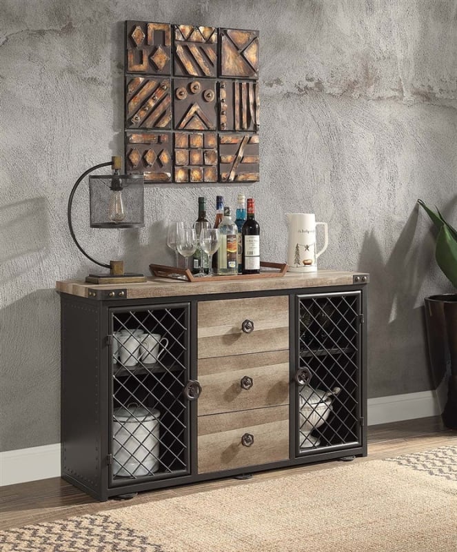 Edina Server in Oak & Sandy Black Finish by Acme - DN01059