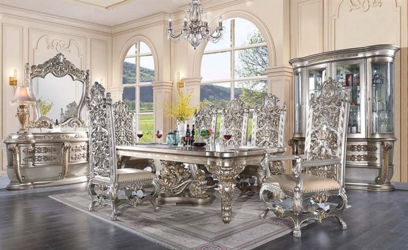 Danae 7 Piece Dining Room Set in Champagne & Gold Finish by Acme - DN01197