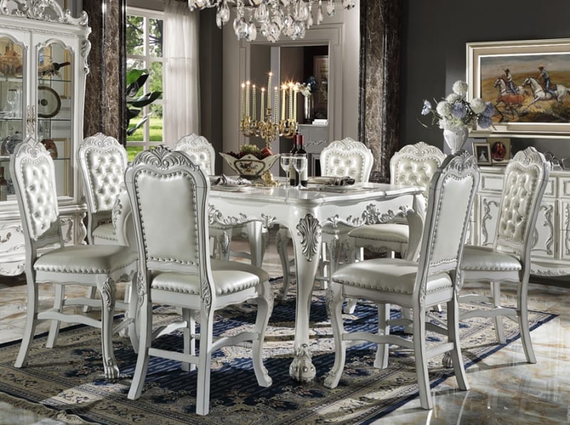 Dresden 5 Piece Counter Height Dining Set in Synthetic Leather & Bone White Finish by Acme - DN01705