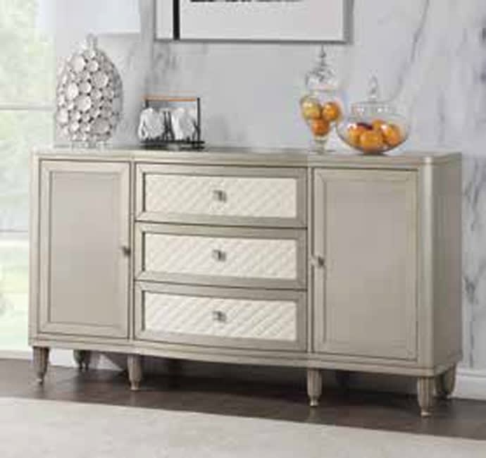 Kasa Server in Sintered Stone Top & Champagne Finish by Acme - DN02013