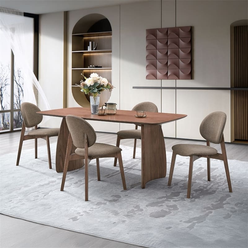 Hadasa 5 Piece Dining Room Set in Light Brown and Walnut Finish by Acme - DN04165-DN04167