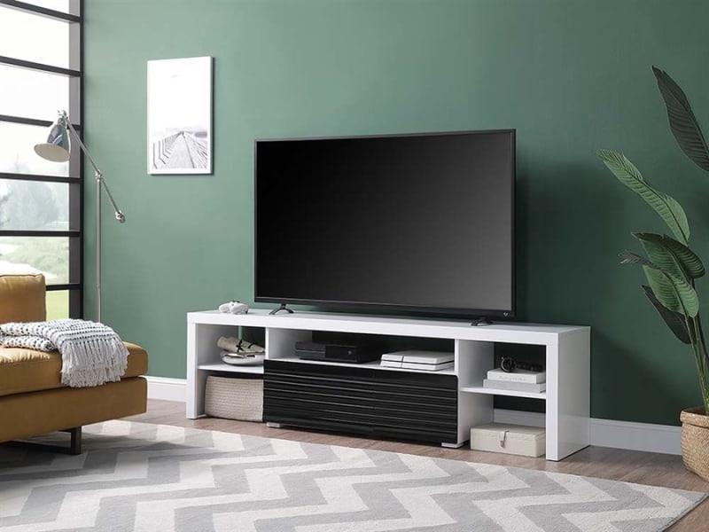 Buck II 75 Inch TV Console in White & Black High Gloss Finish by Acme - LV00998