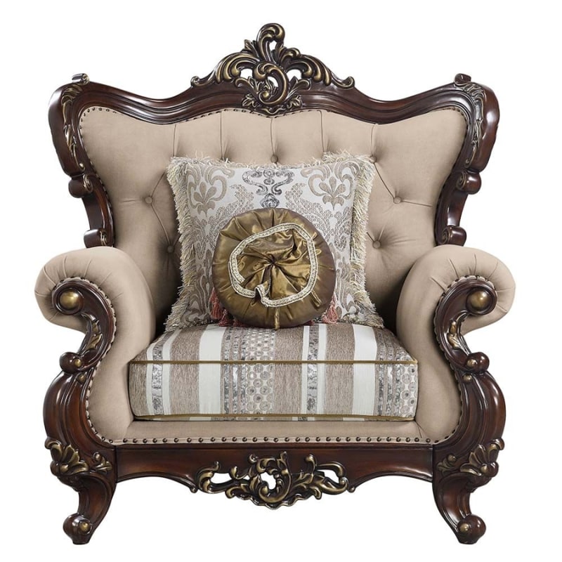 Ragnar Chair in Light Brown Linen & Cherry Finish by Acme - LV01124