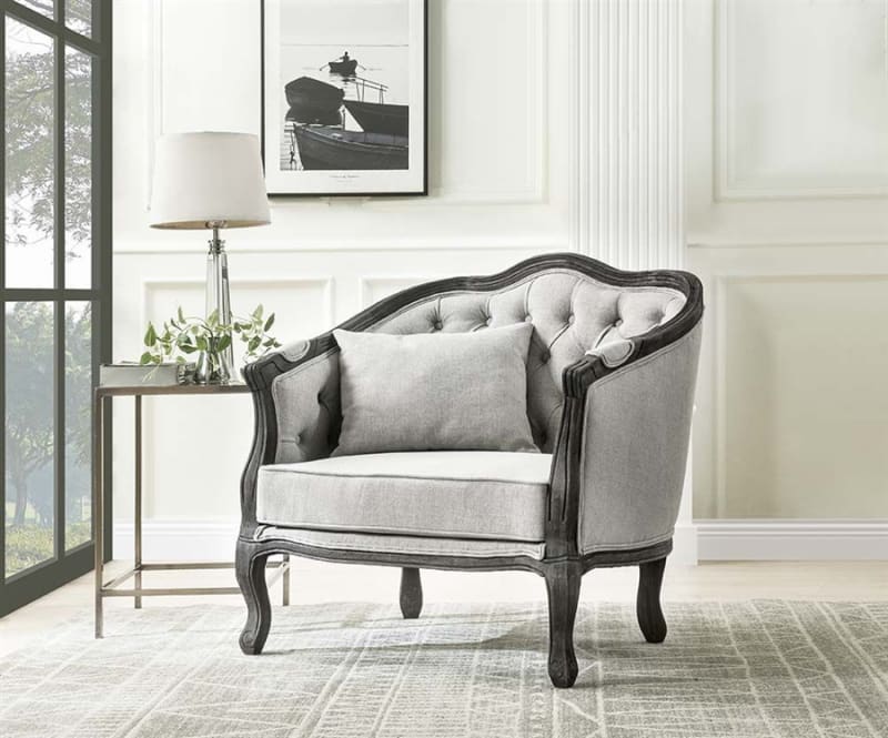 Samael Chair in Gray Linen & Dark Brown Finish by Acme - LV01129