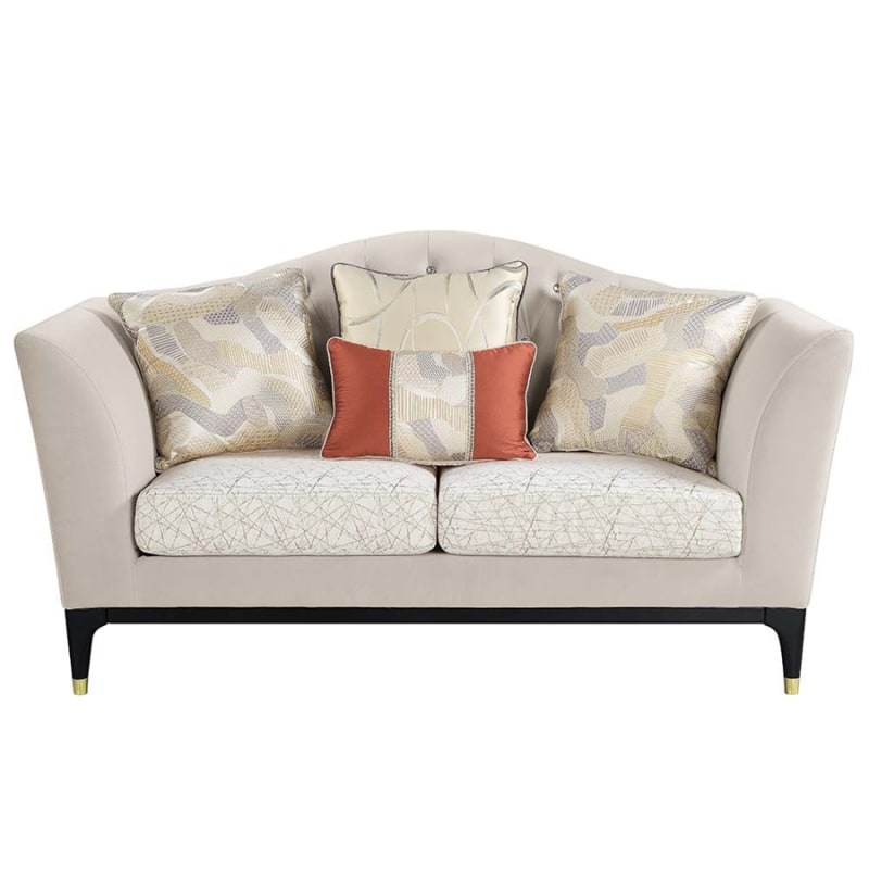 Tayden Loveseat in Beige Velvet & Black Finish by Acme - LV01156