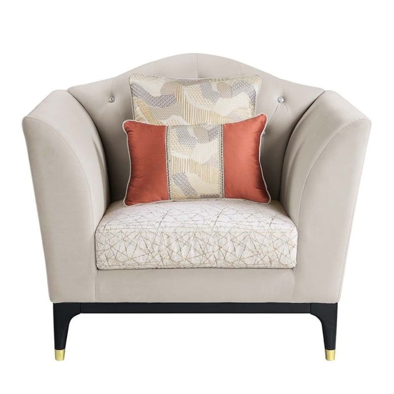 Tayden Chair in Beige Velvet & Black Finish by Acme - LV01157