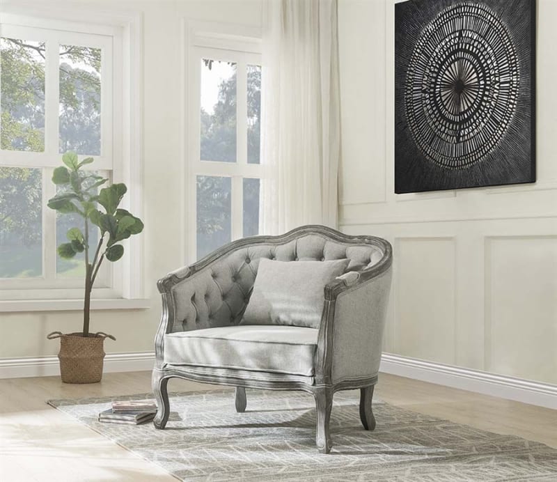 Samael Chair in Gray Linen & Gray Oak Finish by Acme - LV01163