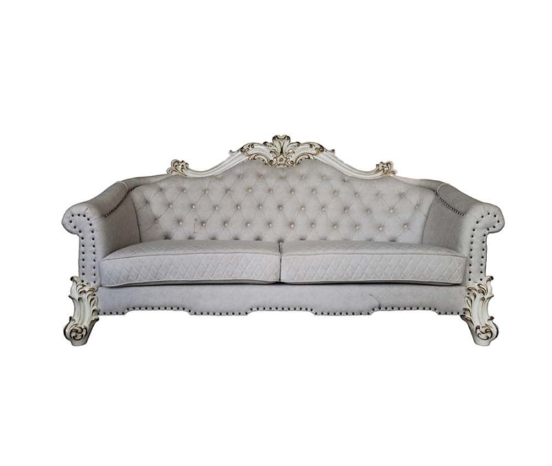 Vendome II Sofa in Two Tone Ivory Fabric & Antique Pearl Finish by Acme - LV01329