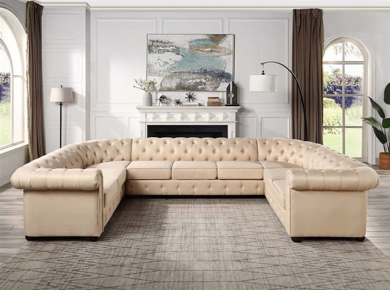 Jakim Sectional Sofa in Beige Linen Finish by Acme - LV01460