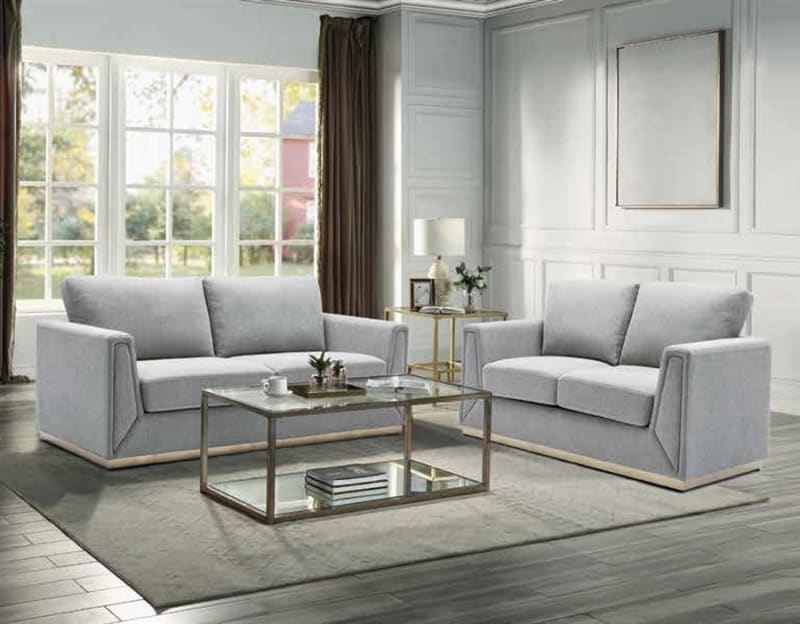 Valin 2 Piece Sofa Set in Gray Linen Finish by Acme - LV01744-S