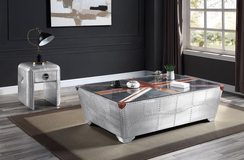 Brancaster 3 Piece Occasional Table Set in Aluminum Finish by Acme - LV01812-S